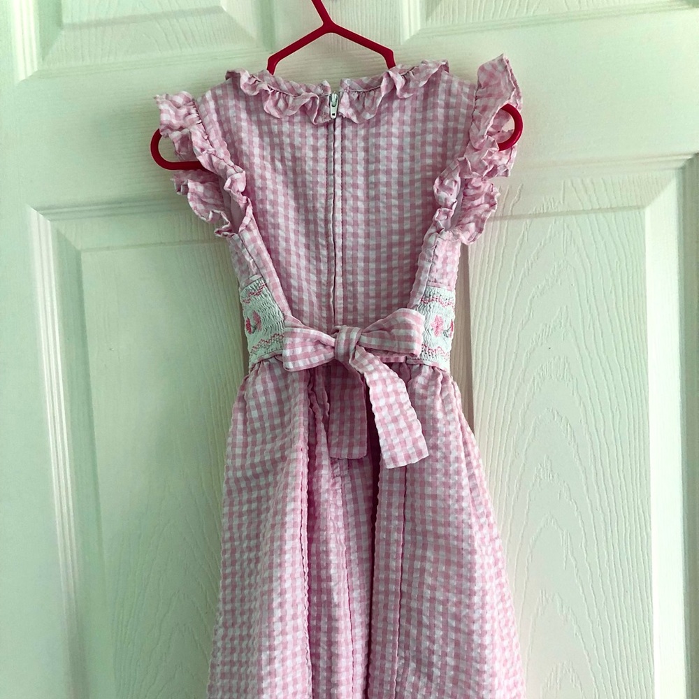 Pink & White Checkered dress w/ Smocking - Picture 7 of 9